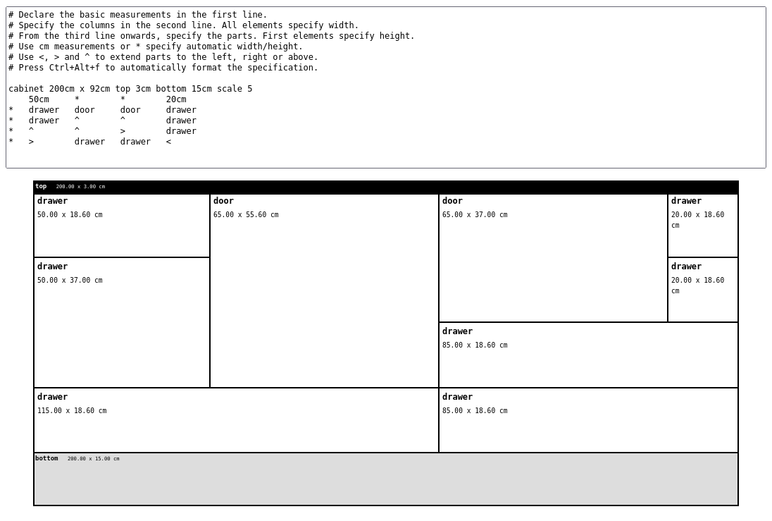 A screenshot of the squareplanner web-based furniture design tool